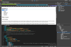 Captura de pantalla de un archivo .html en Adobe Dreamweaver CC 2017