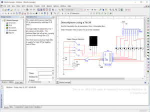 Captura de pantalla de un archivo .ms14 en National Instruments Multisim 14