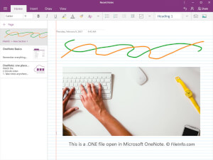 Captura de pantalla de un archivo .one en Microsoft OneNote 2016