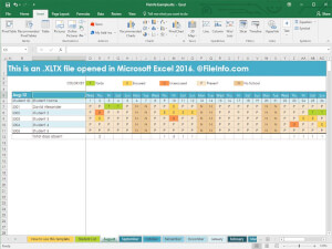 Captura de pantalla de un archivo .xltx en Microsoft Excel 2016