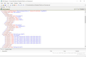 Captura de pantalla de un archivo .xsd en Microsoft XML Notepad 2007